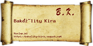 Bakálity Kira névjegykártya